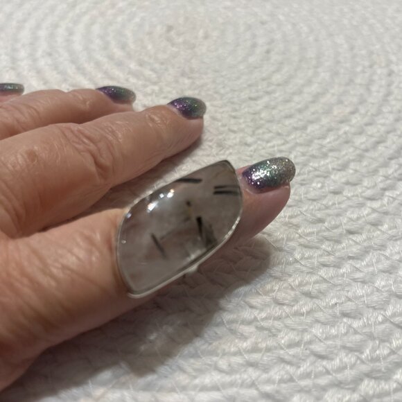 Beautiful TOURMALINE QUARTZ Handmade Sterling 925 Ring Size 7.5 #220D - Picture 3 of 3